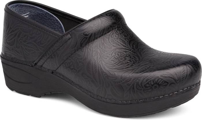 view #1 of: Dansko DK3950360202 XP 2.0, Women's, Black Floral Tooled, Soft Toe, Slip Resistant, Slip On, Clog, Work Shoe