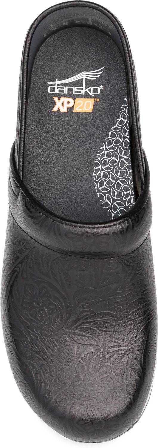 alternate view #4 of: Dansko DK3950360202 XP 2.0, Women's, Black Floral Tooled, Soft Toe, Slip Resistant, Slip On, Clog, Work Shoe