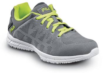 Fila FL5RM00665097 Memory Techknit, Women's, Monument/ Castlerock/ Lime Punch, Soft Toe, Slip Resistant, Low Athletic, Work Shoe