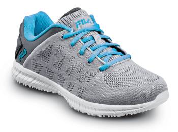 Zapato de trabajo deportivo bajo, antideslizante, con puntera blanda, color Highrise/Castlerock/Scube Blue, Fila FL5RM00665253 Memory Techknit, para mujer