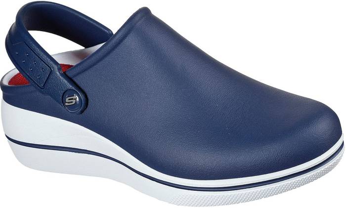 view #1 of: Zueco antideslizante, con puntera blanda, azul marino/blanco, de mujer SKECHERS Work SK108051NVW Amreli