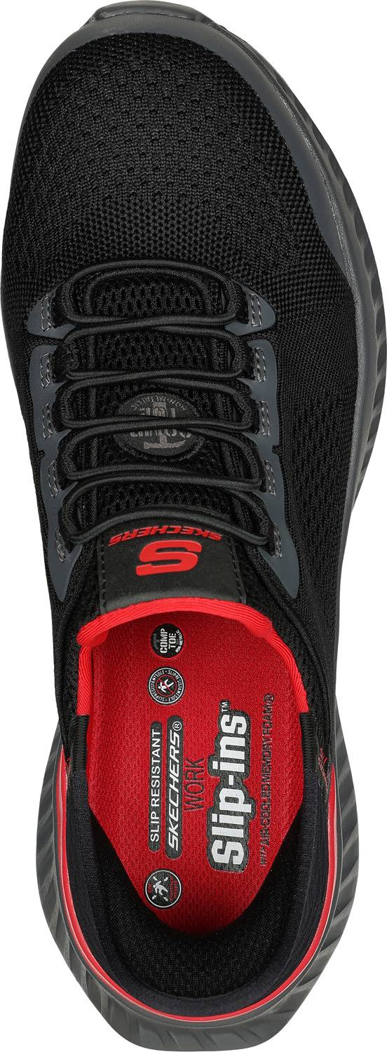 alternate view #4 of: SKECHERS Work SK200206BKRD Tilido-Fletchit Hands Free Slip-ins™, Men's, Black/Red, Comp Toe, EH, Slip Resistant, Athletic, Work Shoe