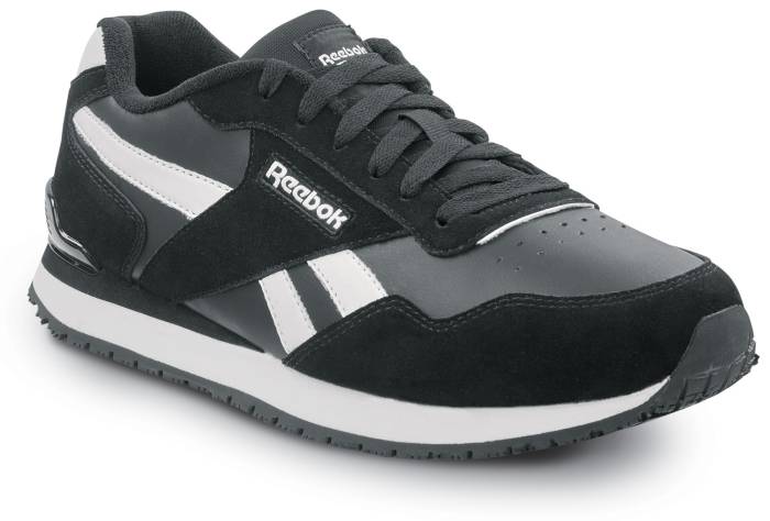 view #1 of: Zapato de trabajo con puntera blanda, antideslizante MaxTRAX, EH, estilo zapatilla para correr retro, negro/blanco, de hombre Reebok Work SRB1955 Harman