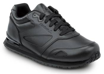 Zapato de trabajo con puntera blanda, antideslizante MaxTRAX, estilo zapatilla para correr, negro, de mujer, Reebok Work SRB970 Prelaris