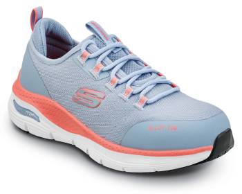 SKECHERS Work SSK108097LBPK Sadie, Arch Fit, para mujer, azul claro/rosa, con puntera de aleaciÝn, EH, MaxTRAX antideslizante, calzado de trabajo deportivo bajo