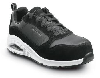 SKECHERS Work SSK108192BKW Luna, Women's, Black/White, Alloy Toe, EH, MaxTRAX Slip Resistant, Low Athletic, Work Shoe