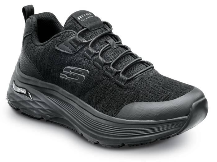 view #1 of: SKECHERS Work Arch Fit SSK200232BLK Leo, Men's, Black, Soft Toe, MaxTRAX Slip Resistant, EH, Low Athletic, Work Shoe