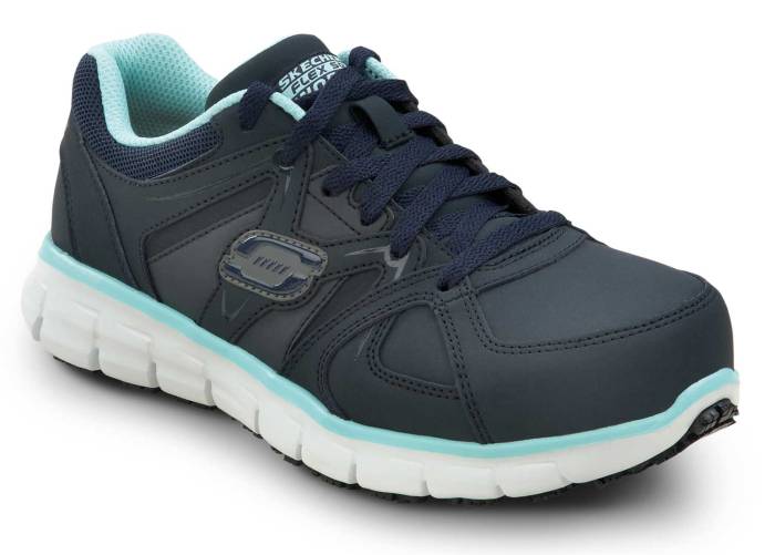 view #1 of: SKECHERS Work SSK406NVAQ Jackie, Women's, Navy/Aqua, Athletic Style, Alloy Toe, EH, MaxTRAX Slip Resistant, Work Shoe