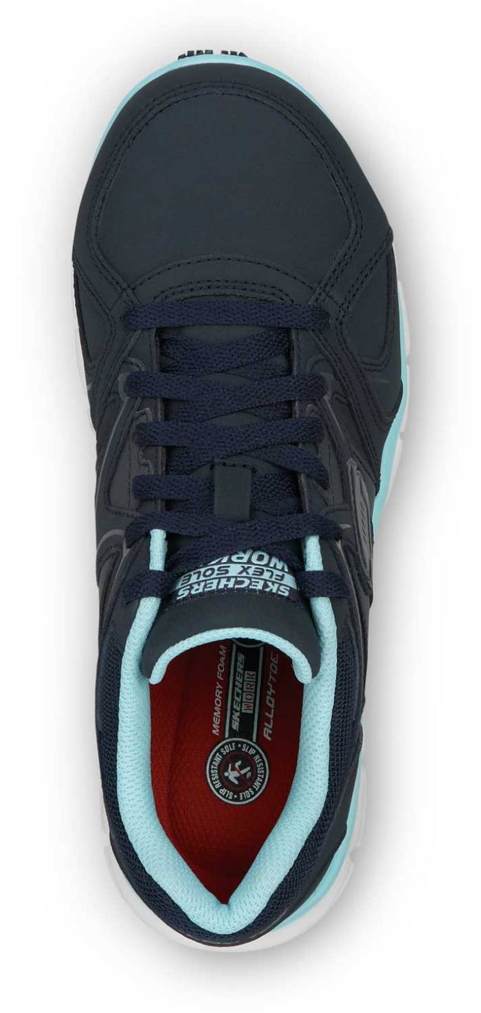 alternate view #4 of: SKECHERS Work SSK406NVAQ Jackie, Women's, Navy/Aqua, Athletic Style, Alloy Toe, EH, MaxTRAX Slip Resistant, Work Shoe