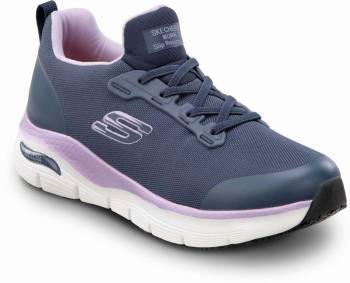 Zapato de trabajo antideslizante MaxTRAX con puntera de aleaciÝn, pancha de estilo atlÒtico azul marino, de mujer SKECHERS Work Arch Fit SSK8436NVY Leslie