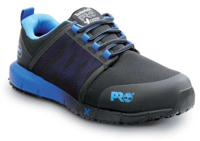 view #1 of: Calzado deportivo bajo, antideslizante MaxTRAX, EH, con puntera compuesta, negro con nylon Ripstop/azul Pop, de hombre, Timberland PRO STMA44A9 Radius