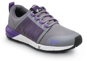 Timberland PRO STMA5YUQ Radius, Women's, Steel Grey/Royal Purple, Soft Toe, EH, MaxTRAX Slip Resistant, Athletic, Work Shoe