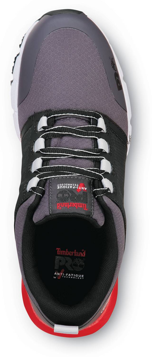 alternate view #4 of: Timberland PRO STMA5YVY Radius, Men's, Asphalt/True Red, Soft Toe, EH, MaxTRAX Slip Resistant, Athletic, Work Shoe