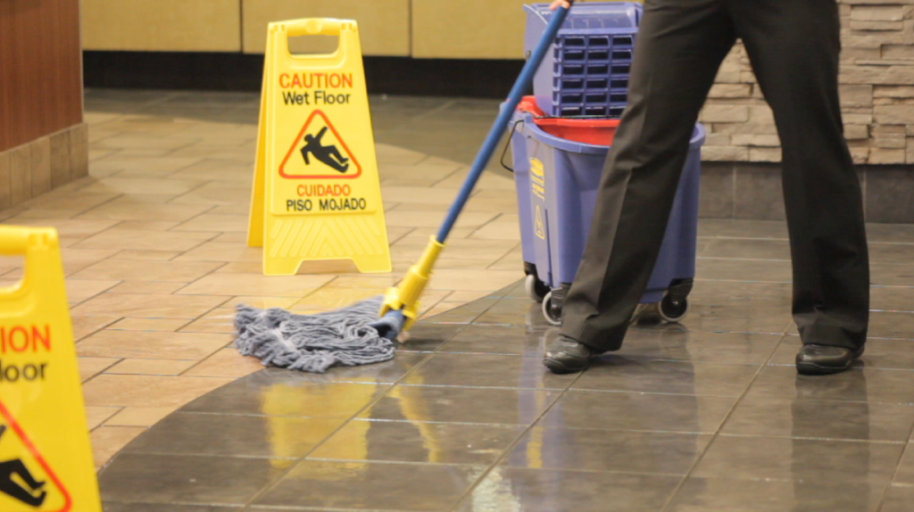 Slippery Floor with Mop